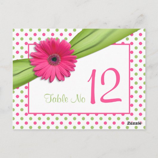Rosa grüne Daisy Polka Dots Hochzeitskarte Postkarte (Rückseite)