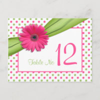 Rosa grüne Daisy Polka Dots Hochzeitskarte
