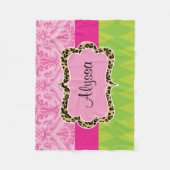 Rosa grüne Damast-Leopard-Wurfs-Decke Fleecedecke (Vorderseite)