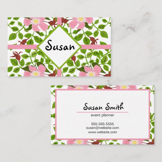 Rosa grüne Dogwood-Blume mit handgemalten Frühling Visitenkarte (Vorne/Hinten)