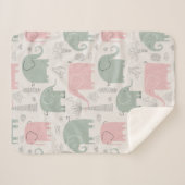 Rosa grüne Elefanten Moderne Sherpadecke (Vorderseite (Horizontal))