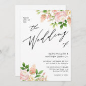 Rosa Grüne Elegante auf einer Hochzeit Einladung (Vorne/Hinten)