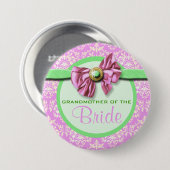 Rosa grüne Elfenbeindamastbraut Button (Vorne & Hinten)