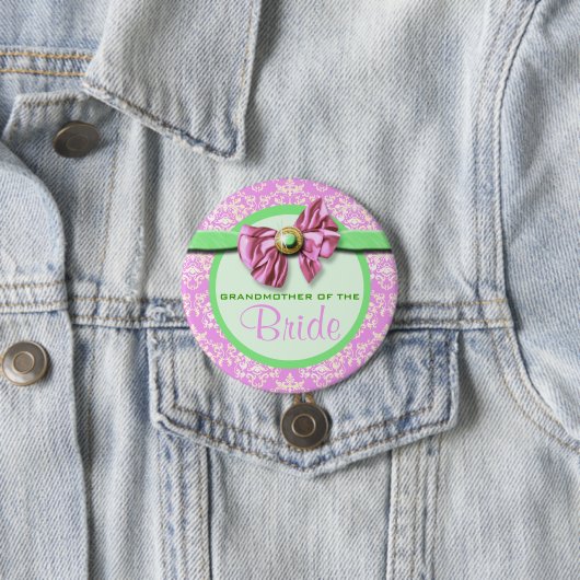 Rosa grüne Elfenbeindamastbraut Button (Beispiel)