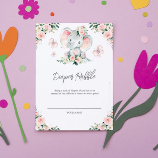 Rosa-grüne Flora-Elephant-Rahmen-Windeln Dankeskarte