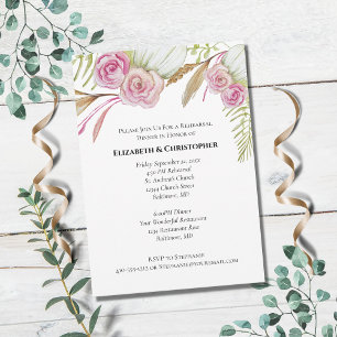 Rosa Grüne Florale Botanische Hochzeitsprobe Einla Einladung
