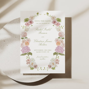 Rosa Grüne Florale Hochzeit Save The Date