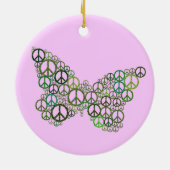 Rosa grüne Friedensschmetterlings-Verzierung Keramikornament (Hinten)