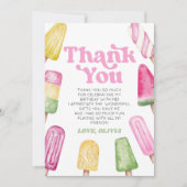 Rosa Grüne Gelbe Retro Popsiday Party Dankeskarte (Vorderseite)