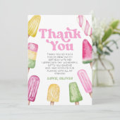 Rosa Grüne Gelbe Retro Popsiday Party Dankeskarte (Stehend Vorderseite)