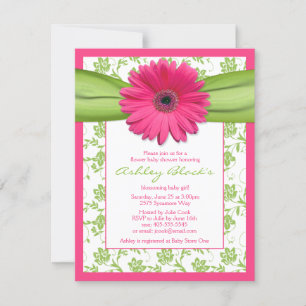 Rosa grüne Gerbera Daisy Baby Dusche Einladung