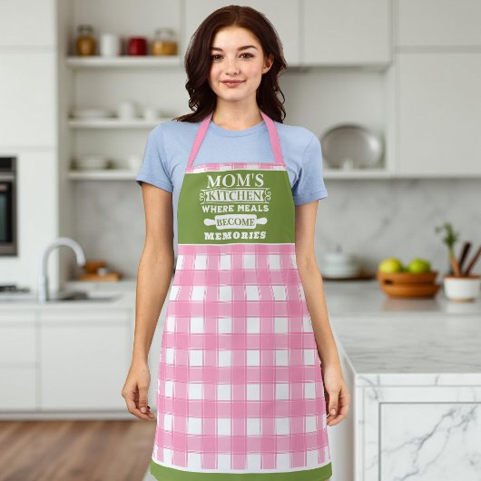 Rosa Grüne Gingham Mama Essen werden Erinnerungen Schürze