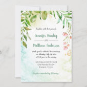 Rosa grüne Goldbotanicals Hochzeit Einladung (Vorderseite)