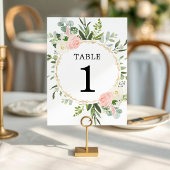 Rosa grüne goldgelbe 5"x7" Tischnummern