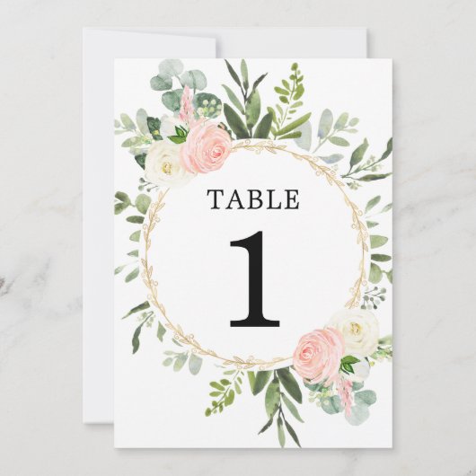 Rosa grüne goldgelbe 5"x7" Tischnummern (Rückseite)