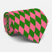 Rosa grüne Harlekin-Karo-Design  Krawatte (Gerollt)