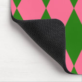 Rosa grüne Harlekin-Karo-Design Mousepad (Ecke)