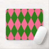 Rosa grüne Harlekin-Karo-Design Mousepad (Mit Mouse)