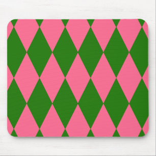 Rosa grüne Harlekin-Karo-Design  Mousepad