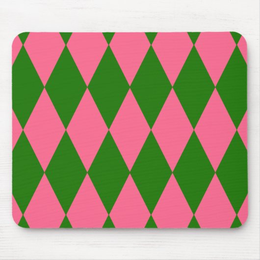 Rosa grüne Harlekin-Karo-Design Mousepad (Vorne)