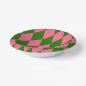 Rosa grüne Harlekin-Karo-Design  Pappteller (Gewinkelt)