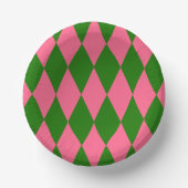 Rosa grüne Harlekin-Karo-Design  Pappteller (Vorderseite)