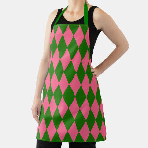 Rosa grüne Harlekin-Karo-Design  Schürze