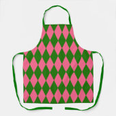 Rosa grüne Harlekin-Karo-Design Schürze (Vorderseite)