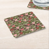 Rosa Grüne Herzen Camouflage Untersetzer Set (angewinkelt)