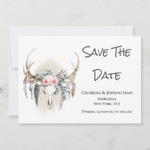 Rosa grüne Hirschgeweih Boho Traumfänger Stammes- Save The Date