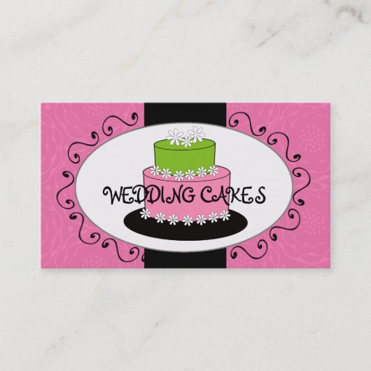 Rosa grüne Hochzeitstorte-Bäckerei-Visitenkarten Visitenkarte (Vorderseite)