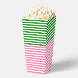 Rosa + Grüne horizontale Streifen Popcorn Geschenkschachtel