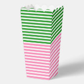 Rosa + Grüne horizontale Streifen Popcorn Geschenkschachtel (Vorderseite)