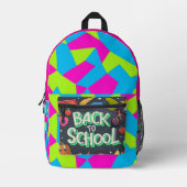 Rosa grüne Indigofarbe zurück zur Schule Bedruckter Rucksack (Vorderseite)