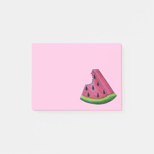 Rosa Grüne Juicy Watermelon Melon Slice Frucht Post-it Klebezettel (Vorderseite)