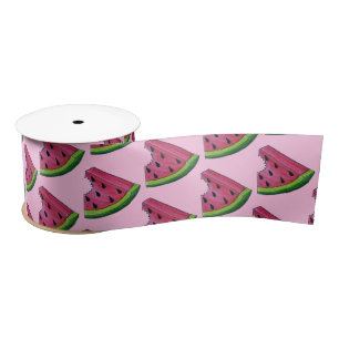 Rosa Grüne Juicy Watermelon Melon Slice Frucht Satinband