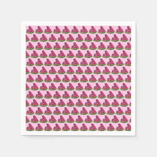 Rosa Grüne Juicy Watermelon Melon Slice Frucht Serviette (Vorderseite)