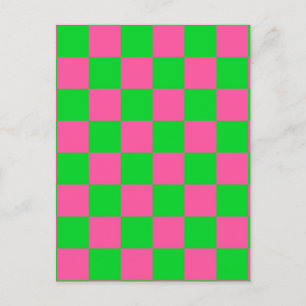 Rosa Grüne Karierte Karomuster Postkarte