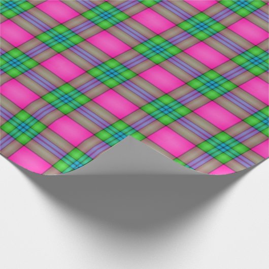 Rosa grüne karierte Muster Party Packung Geschenkpapier (Ecke)