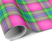 Rosa grüne karierte Muster Party Packung Geschenkpapier (Rolleneckpunkt)