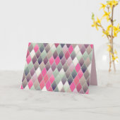 Rosa grüne Karo-Pastellkarte Karte (Gelbe Blume)