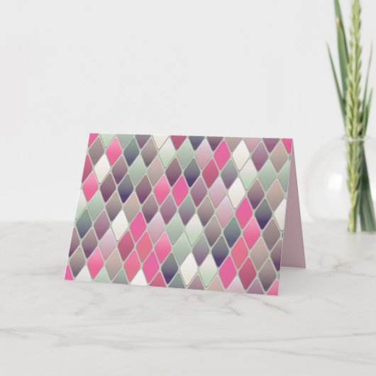 Rosa grüne Karo-Pastellkarte Karte (Vorderseite)