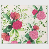 Rosa grüne Klee Flora Wasserfarbe Geschenkpapier (Flach)