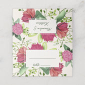 Rosa Grüne Klee Wasserfarbenhochzeit Platzkarte (Außenseite Aufgefaltet)