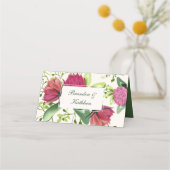 Rosa Grüne Klee Wasserfarbenhochzeit Platzkarte (Rückseite)