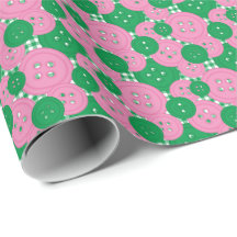 Rosa & Grüne Knöpfe Gingham - Bastel- und Nähzimme