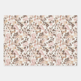 Rosa grüne Konfetti-Punkte Geburtstag Geschenkpapier Set