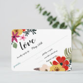 Rosa Grüne Lavendel Liebe Flora Fauna RSVP Karte (Stehend Vorderseite)