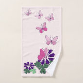 Rosa Grüne Lila Blume Schmetterling Doodle Initial Badhandtuch Set (Handtuch)