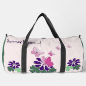 Rosa Grüne Lila Blume Schmetterlinge Doodle Slogan Duffle Bag (Vorderseite)